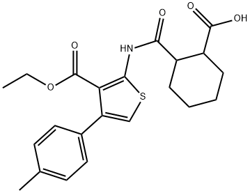 2-[[3-ethoxycarbonyl-4-(4-methylphenyl)thiophen-2-yl]carbamoyl]cyclohexane-1-carboxylic acid Struktur