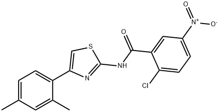 2-chloro-N-(4-(2,4-dimethylphenyl)thiazol-2-yl)-5-nitrobenzamide Struktur