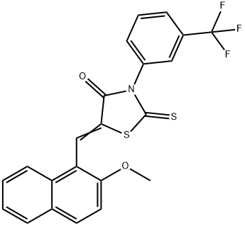 (E)-5-((2-methoxynaphthalen-1-yl)methylene)-2-thioxo-3-(3-(trifluoromethyl)phenyl)thiazolidin-4-one Struktur