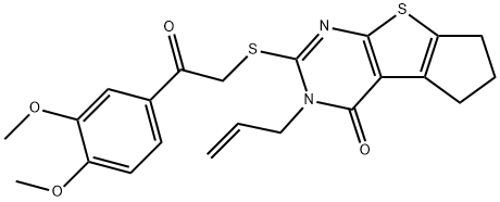 3-allyl-2-((2-(3,4-dimethoxyphenyl)-2-oxoethyl)thio)-3,5,6,7-tetrahydro-4H-cyclopenta[4,5]thieno[2,3-d]pyrimidin-4-one Struktur