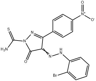 4-[(2-bromophenyl)hydrazono]-3-(4-nitrophenyl)-5-oxo-4,5-dihydro-1H-pyrazole-1-carbothioamide Struktur