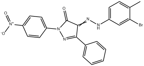 4-[(3-bromo-4-methylphenyl)hydrazono]-2-(4-nitrophenyl)-5-phenyl-2,4-dihydro-3H-pyrazol-3-one Struktur