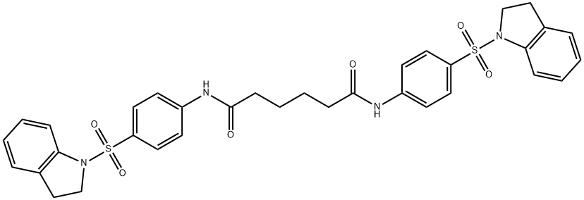 N,N'-bis[4-(2,3-dihydro-1H-indol-1-ylsulfonyl)phenyl]hexanediamide Struktur