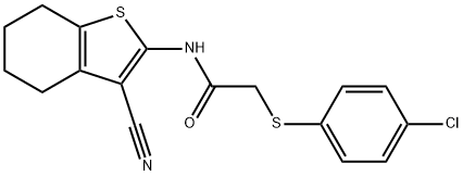 2-((4-chlorophenyl)thio)-N-(3-cyano-4,5,6,7-tetrahydrobenzo[b]thiophen-2-yl)acetamide Struktur