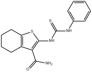 2-[(anilinocarbonothioyl)amino]-4,5,6,7-tetrahydro-1-benzothiophene-3-carboxamide Struktur