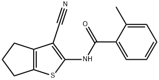 N-(3-cyano-5,6-dihydro-4H-cyclopenta[b]thiophen-2-yl)-2-methylbenzamide Struktur