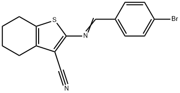 (E)-2-((4-bromobenzylidene)amino)-4,5,6,7-tetrahydrobenzo[b]thiophene-3-carbonitrile Struktur