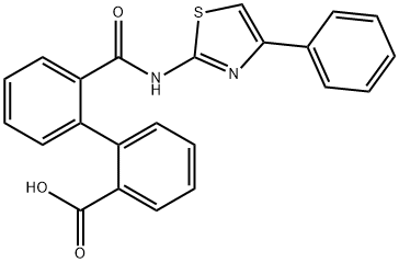 2-((4-phenylthiazol-2-yl)carbamoyl)-[1,1-biphenyl]-2-carboxylic acid Struktur