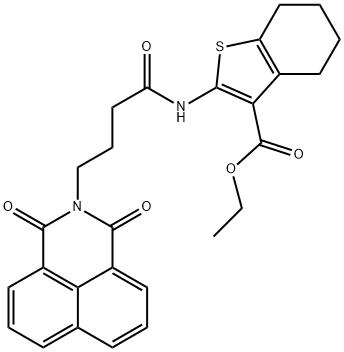 ethyl 2-(4-(1,3-dioxo-1H-benzo[de]isoquinolin-2(3H)-yl)butanamido)-4,5,6,7-tetrahydrobenzo[b]thiophene-3-carboxylate Struktur