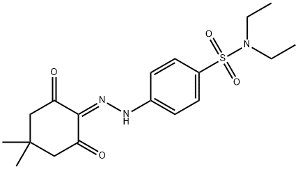 4-(2-(4,4-dimethyl-2,6-dioxocyclohexylidene)hydrazinyl)-N,N-diethylbenzenesulfonamide Struktur