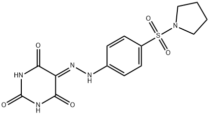 5-{[4-(1-pyrrolidinylsulfonyl)phenyl]hydrazono}-2,4,6(1H,3H,5H)-pyrimidinetrione Struktur