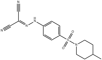 ({4-[(4-methyl-1-piperidinyl)sulfonyl]phenyl}hydrazono)malononitrile Struktur