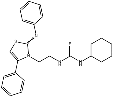 (E)-1-cyclohexyl-3-(2-(4-phenyl-2-(phenylimino)thiazol-3(2H)-yl)ethyl)thiourea Struktur