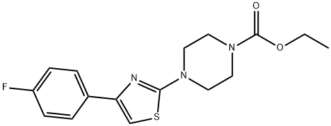 4-[4-(4-Fluoro-phenyl)-thiazol-2-yl]-piperazine-1-carboxylic acid ethyl ester Struktur