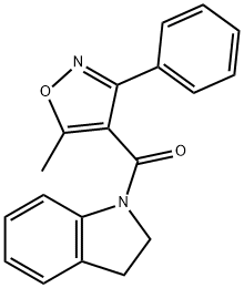 2,3-dihydro-1H-indol-1-yl(5-methyl-3-phenyl-1,2-oxazol-4-yl)methanone Struktur