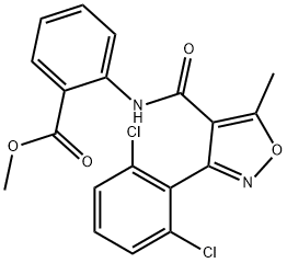 methyl 2-[[3-(2,6-dichlorophenyl)-5-methyl-1,2-oxazole-4-carbonyl]amino]benzoate Struktur