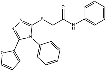 2-[[5-(furan-2-yl)-4-phenyl-1,2,4-triazol-3-yl]sulfanyl]-N-phenylacetamide Struktur