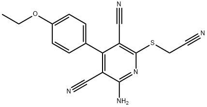 2-amino-6-((cyanomethyl)thio)-4-(4-ethoxyphenyl)pyridine-3,5-dicarbonitrile Struktur