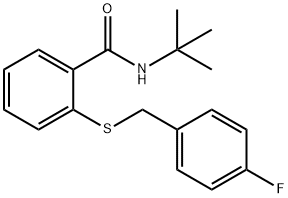 N-tert-butyl-2-[(4-fluorophenyl)methylsulfanyl]benzamide Struktur