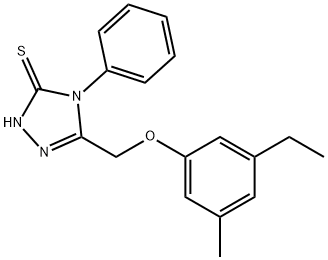 5-(3-Ethyl-5-methyl-phenoxymethyl)-4-phenyl-4H-[1,2,4]triazole-3-thiol Struktur