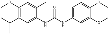 1-(3,4-dimethoxyphenyl)-3-(4-methoxy-2-methyl-5-propan-2-ylphenyl)urea Struktur