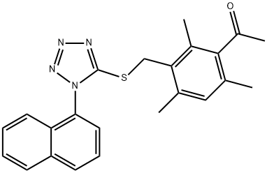 1-(2,4,6-trimethyl-3-(((1-(naphthalen-1-yl)-1H-tetrazol-5-yl)thio)methyl)phenyl)ethan-1-one Struktur