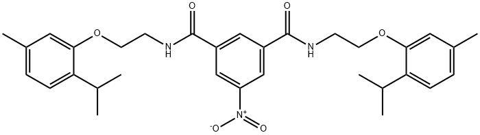 N,N'-bis{2-[5-methyl-2-(propan-2-yl)phenoxy]ethyl}-5-nitrobenzene-1,3-dicarboxamide Struktur