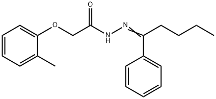 2-(2-methylphenoxy)-N'-(1-phenylpentylidene)acetohydrazide Struktur