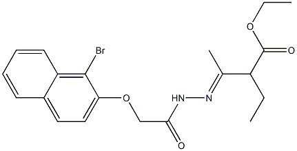 ethyl 3-({[(1-bromo-2-naphthyl)oxy]acetyl}hydrazono)-2-ethylbutanoate Struktur