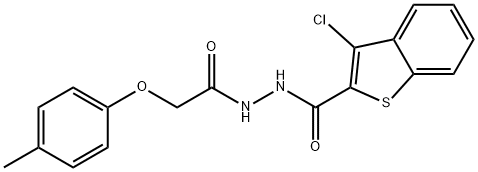 3-chloro-N'-[(4-methylphenoxy)acetyl]-1-benzothiophene-2-carbohydrazide Struktur