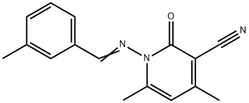 4,6-dimethyl-1-[(3-methylbenzylidene)amino]-2-oxo-1,2-dihydro-3-pyridinecarbonitrile Struktur