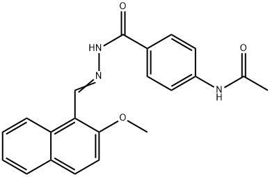 N-[4-({2-[(2-methoxy-1-naphthyl)methylene]hydrazino}carbonyl)phenyl]acetamide Struktur