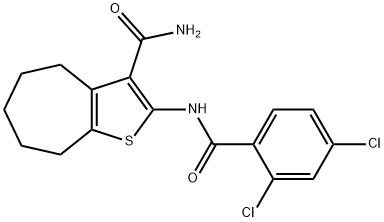 2-(2,4-dichlorobenzamido)-5,6,7,8-tetrahydro-4H-cyclohepta[b]thiophene-3-carboxamide Struktur