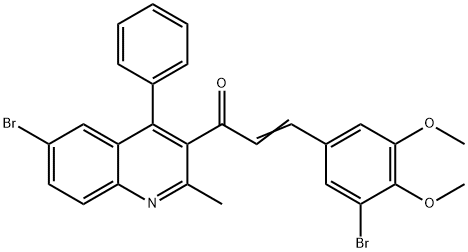 (E)-1-(6-bromo-2-methyl-4-phenylquinolin-3-yl)-3-(3-bromo-4,5-dimethoxyphenyl)prop-2-en-1-one Struktur