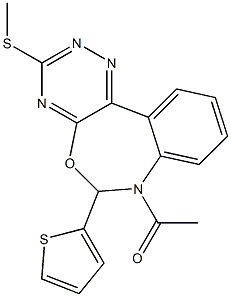 1-[3-(methylsulfanyl)-6-(thiophen-2-yl)[1,2,4]triazino[5,6-d][3,1]benzoxazepin-7(6H)-yl]ethanone Structure