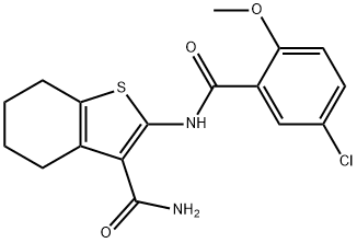 2-{[(5-chloro-2-methoxyphenyl)carbonyl]amino}-4,5,6,7-tetrahydro-1-benzothiophene-3-carboxamide Struktur