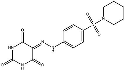 5-{[4-(1-piperidinylsulfonyl)phenyl]hydrazono}-2,4,6(1H,3H,5H)-pyrimidinetrione Struktur