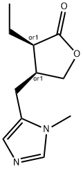 (3S,4R)-3-ethyl-4-[(3-methylimidazol-4-yl)methyl]tetrahydrofuran-2-one Struktur