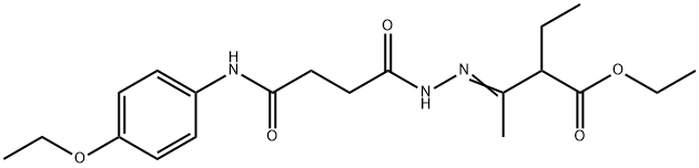 ethyl 3-({4-[(4-ethoxyphenyl)amino]-4-oxobutanoyl}hydrazono)-2-ethylbutanoate Struktur