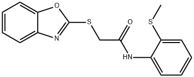 2-(benzo[d]oxazol-2-ylthio)-N-(2-(methylthio)phenyl)acetamide Struktur