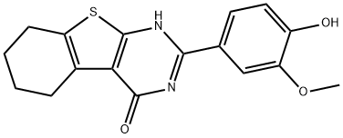 2-(4-hydroxy-3-methoxyphenyl)-5,6,7,8-tetrahydro[1]benzothieno[2,3-d]pyrimidin-4(3H)-one Struktur