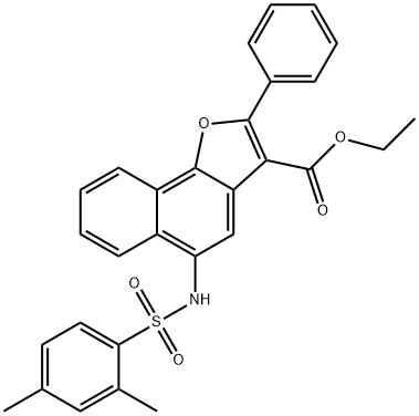 ethyl 5-((2,4-dimethylphenyl)sulfonamido)-2-phenylnaphtho[1,2-b]furan-3-carboxylate Struktur