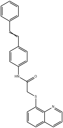 N-{4-[(E)-2-phenylethenyl]phenyl}-2-(quinolin-8-ylsulfanyl)acetamide Struktur