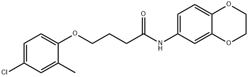 4-(4-chloro-2-methylphenoxy)-N-(2,3-dihydro-1,4-benzodioxin-6-yl)butanamide Struktur