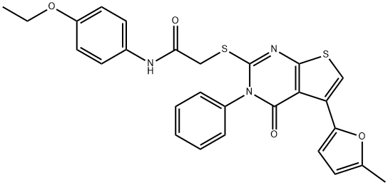 N-(4-ethoxyphenyl)-2-((5-(5-methylfuran-2-yl)-4-oxo-3-phenyl-3,4-dihydrothieno[2,3-d]pyrimidin-2-yl)thio)acetamide Struktur