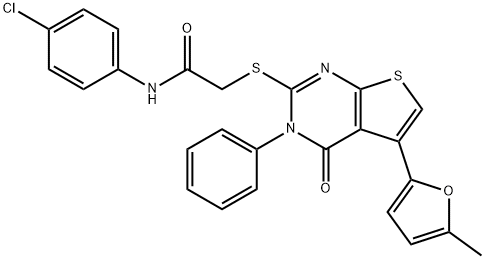 N-(4-chlorophenyl)-2-((5-(5-methylfuran-2-yl)-4-oxo-3-phenyl-3,4-dihydrothieno[2,3-d]pyrimidin-2-yl)thio)acetamide Struktur