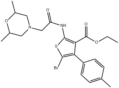 ethyl 5-bromo-2-(2-(2,6-dimethylmorpholino)acetamido)-4-(p-tolyl)thiophene-3-carboxylate Struktur