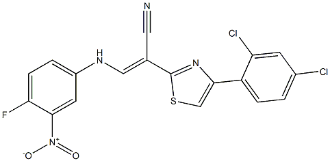 (E)-2-(4-(2,4-dichlorophenyl)thiazol-2-yl)-3-((4-fluoro-3-nitrophenyl)amino)acrylonitrile Struktur