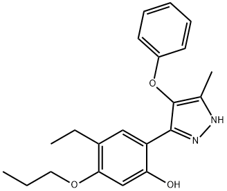 4-ethyl-2-(5-methyl-4-phenoxy-1H-pyrazol-3-yl)-5-propoxyphenol Struktur