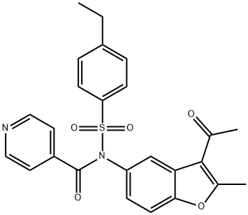 N-(3-acetyl-2-methylbenzofuran-5-yl)-N-((4-ethylphenyl)sulfonyl)isonicotinamide Struktur